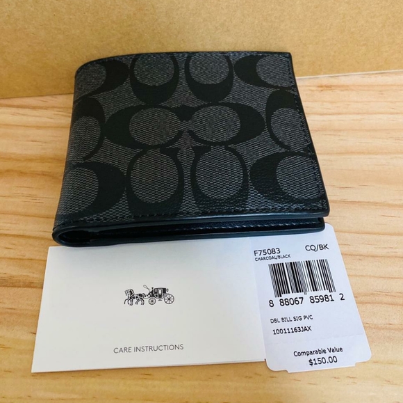 ⚜COACH Double Billfold Wallet In Signature Canvas - Picture 5 of 5